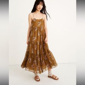 MADEWELL CAMI TIER MIDI DRESS IN METALLIC CLASSIC CORSAGE